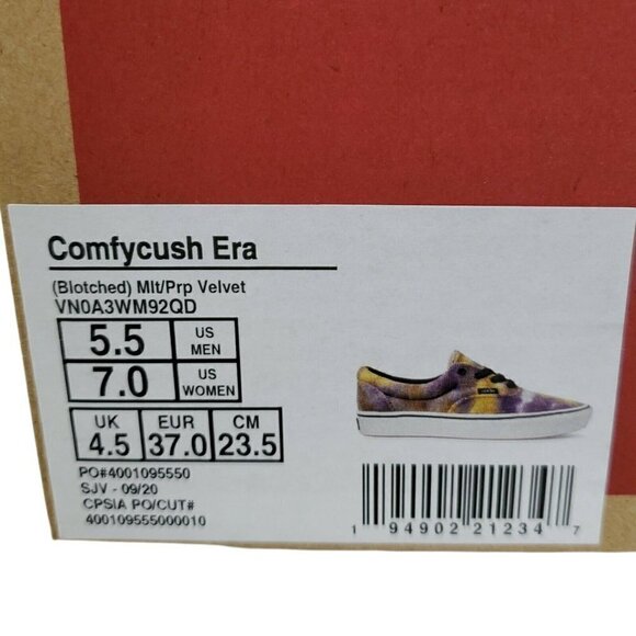 VANS Comfycush Shoes Womens 7 Mens 5.5 Blotched Purple Velvet White NWT - Picture 9 of 9